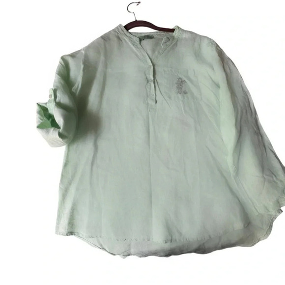 Cara Gianni Paris Lime Green Linen Shirt M - Picture 1 of 5